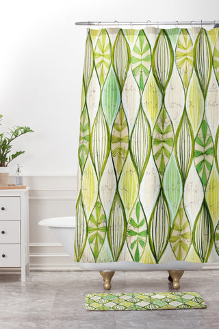 Cori Dantini Green Shower Curtain And Mat