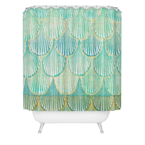 Cori Dantini Turquoise Scallops Shower Curtain