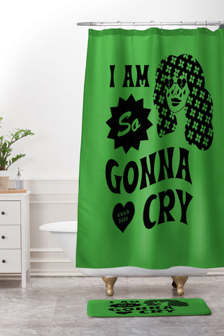 Cowgirl UFO I Am So Gonna Cry Green Scream Shower Curtain And Mat