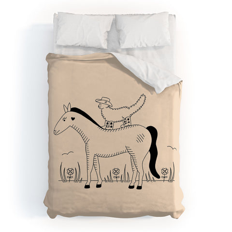 Cowgirl UFO Meowdy Yall Duvet Cover