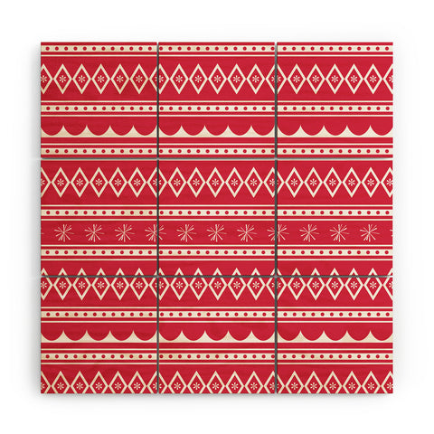 CraftBelly Retro Holiday Red Wood Wall Mural