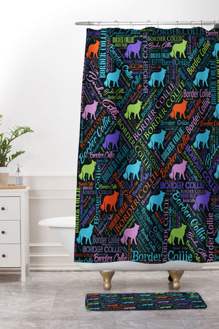 Creativemotions Border Collie Dog Word Art Shower Curtain And Mat