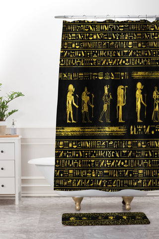 Creativemotions Golden Egyptian Gods and hiero Shower Curtain And Mat