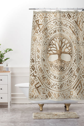 Creativemotions Tree of life Yggdrasil Runic Shower Curtain And Mat