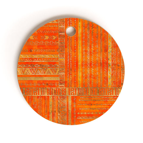 Creativemotions Tribal Ethnic pattern gold Cutting Board Round
