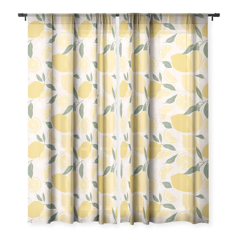 Cuss Yeah Designs Abstract Lemon Pattern Sheer Window Curtain
