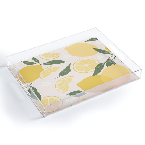 Cuss Yeah Designs Abstract Lemon Pattern Acrylic Tray