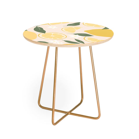 Cuss Yeah Designs Abstract Lemon Pattern Round Side Table