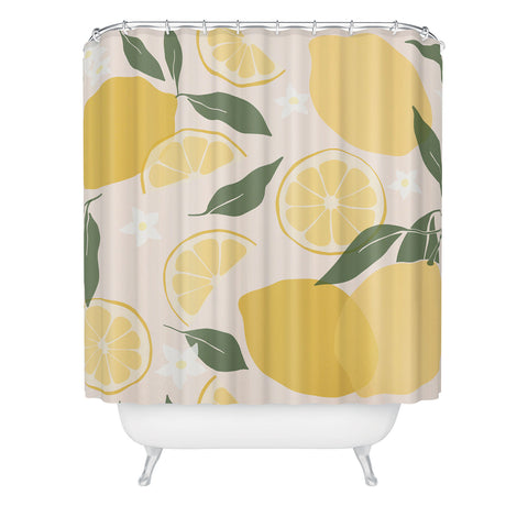 Cuss Yeah Designs Abstract Lemon Pattern Shower Curtain