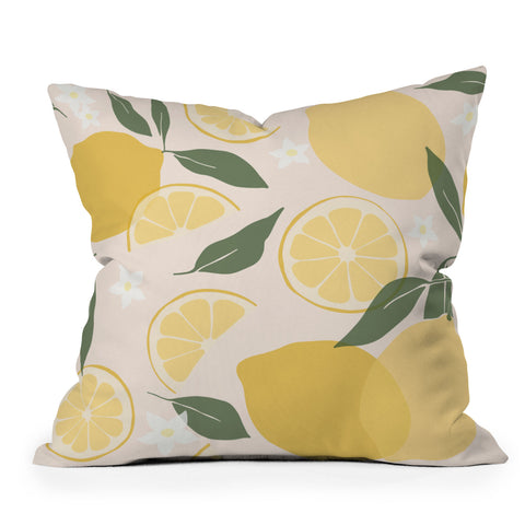 Cuss Yeah Designs Abstract Lemon Pattern Throw Pillow