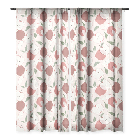 Cuss Yeah Designs Abstract Red Apple Pattern Sheer Window Curtain