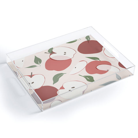 Cuss Yeah Designs Abstract Red Apple Pattern Acrylic Tray