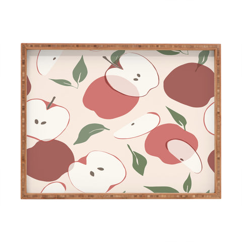 Cuss Yeah Designs Abstract Red Apple Pattern Rectangular Tray
