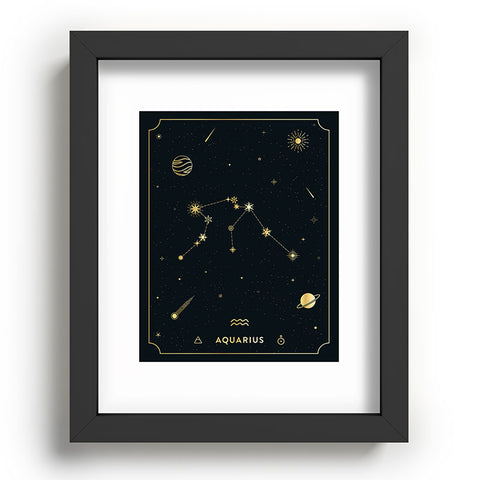 Cuss Yeah Designs Aquarius Constellation in Gold Recessed Framing Rectangle