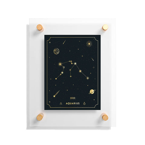 Cuss Yeah Designs Aquarius Constellation in Gold Floating Acrylic Print