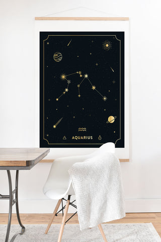 Cuss Yeah Designs Aquarius Constellation in Gold Art Print And Hanger