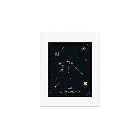 Cuss Yeah Designs Aquarius Constellation in Gold Art Print