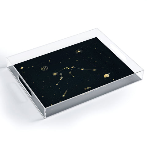 Cuss Yeah Designs Aquarius Constellation in Gold Acrylic Tray
