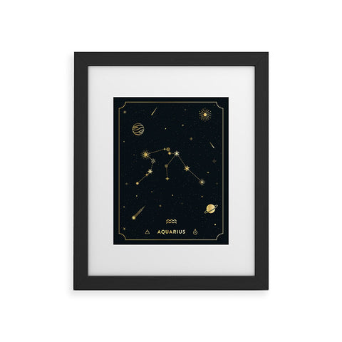 Cuss Yeah Designs Aquarius Constellation in Gold Framed Art Print