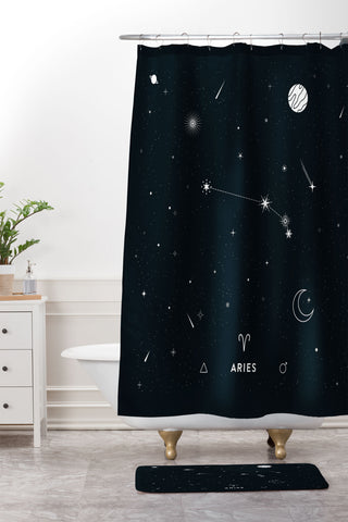 Cuss Yeah Designs Aries Star Constellation Shower Curtain And Mat