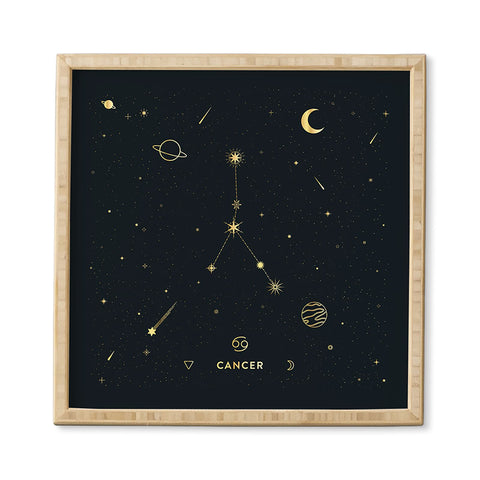 Cuss Yeah Designs Cancer Constellation in Gold Framed Wall Art