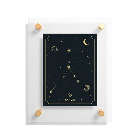 Cuss Yeah Designs Cancer Constellation in Gold Floating Acrylic Print
