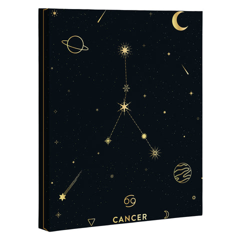 Cuss Yeah Designs Cancer Constellation in Gold Art Canvas