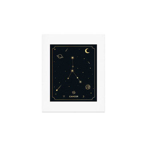 Cuss Yeah Designs Cancer Constellation in Gold Art Print