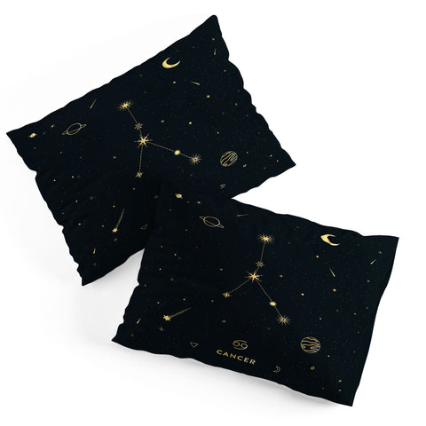 Cuss Yeah Designs Cancer Constellation in Gold Pillow Shams