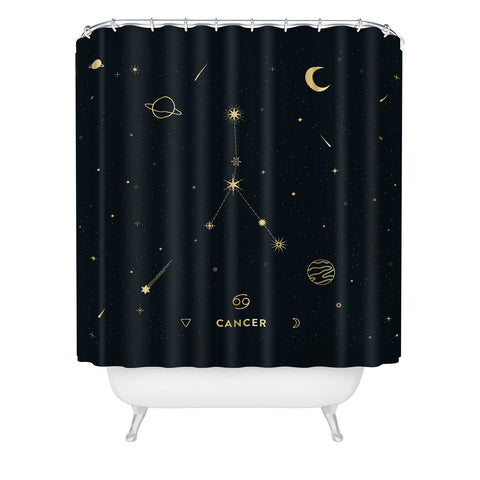 Cuss Yeah Designs Cancer Constellation in Gold Shower Curtain