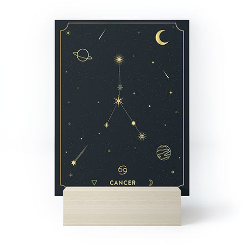 Cuss Yeah Designs Cancer Constellation in Gold Mini Art Print