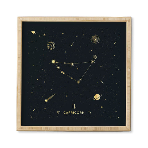 Cuss Yeah Designs Capricorn Constellation Gold Framed Wall Art