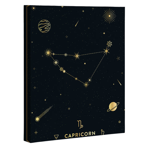 Cuss Yeah Designs Capricorn Constellation Gold Art Canvas