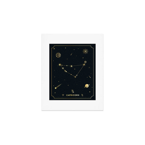 Cuss Yeah Designs Capricorn Constellation Gold Art Print