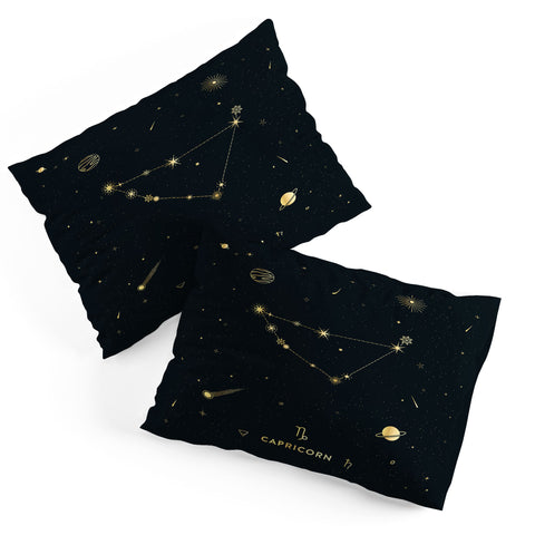 Cuss Yeah Designs Capricorn Constellation Gold Pillow Shams