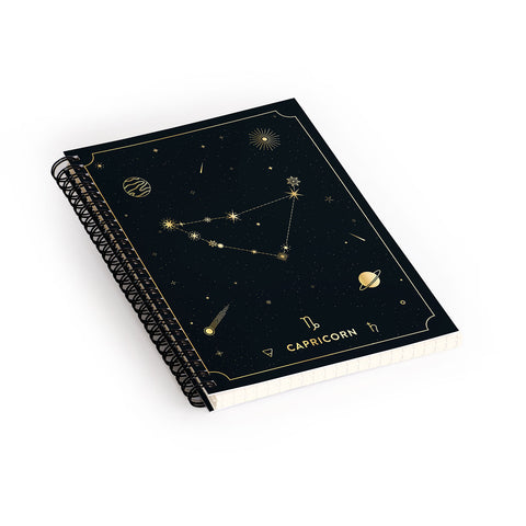 Cuss Yeah Designs Capricorn Constellation Gold Spiral Notebook