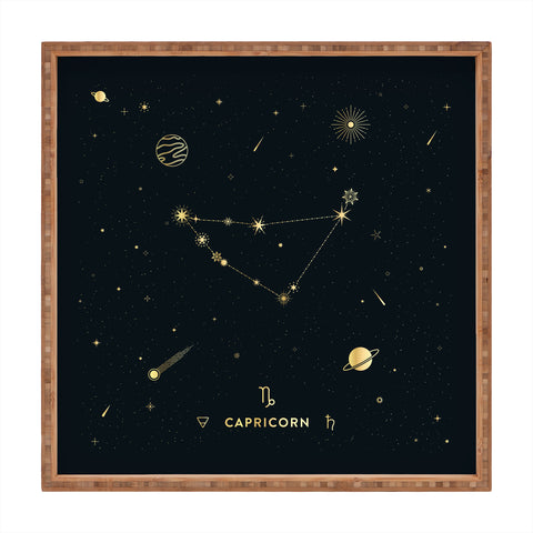 Cuss Yeah Designs Capricorn Constellation Gold Square Tray