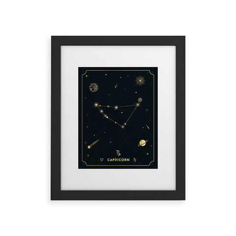 Cuss Yeah Designs Capricorn Constellation Gold Framed Art Print