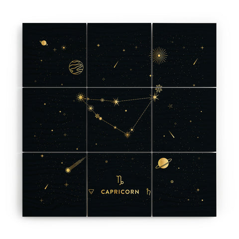 Cuss Yeah Designs Capricorn Constellation Gold Wood Wall Mural