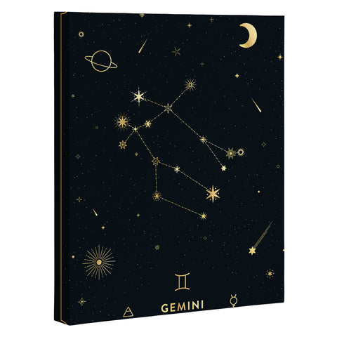 Cuss Yeah Designs Gemini Constellation in Gold Art Canvas