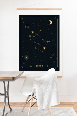 Cuss Yeah Designs Gemini Constellation in Gold Art Print And Hanger