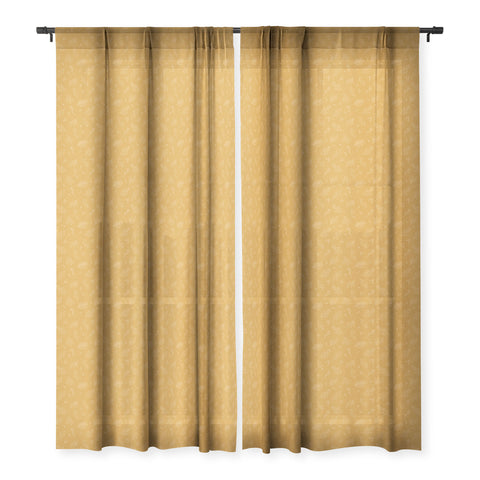 Cuss Yeah Designs Golden Floral Pattern 001 Sheer Window Curtain