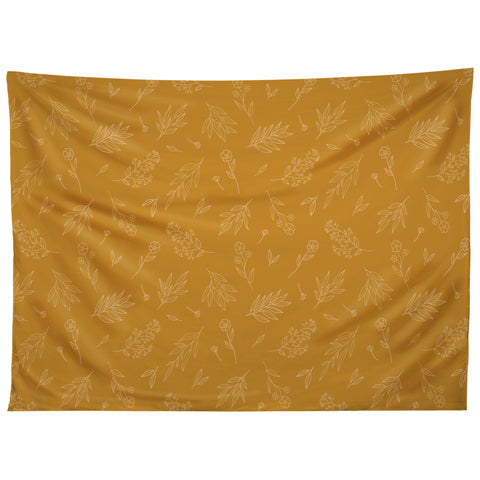 Cuss Yeah Designs Golden Floral Pattern 001 Tapestry