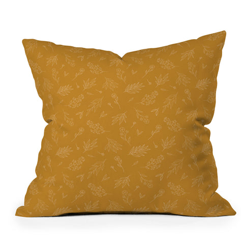 Cuss Yeah Designs Golden Floral Pattern 001 Throw Pillow