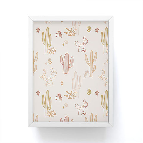 Cuss Yeah Designs Hand Drawn Cactus Pattern Framed Mini Art Print