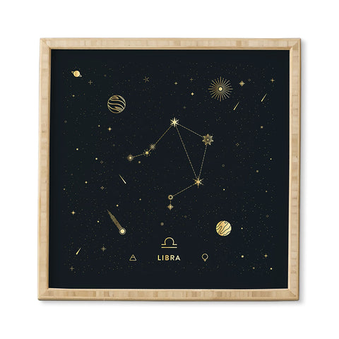 Cuss Yeah Designs Libra Constellation in Gold Framed Wall Art
