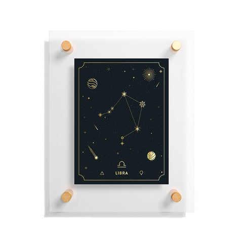 Cuss Yeah Designs Libra Constellation in Gold Floating Acrylic Print