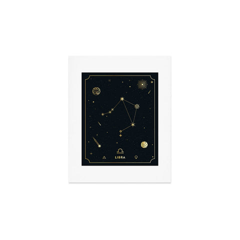 Cuss Yeah Designs Libra Constellation in Gold Art Print