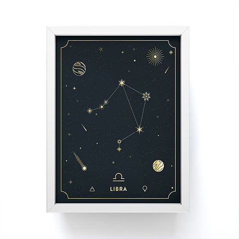 Cuss Yeah Designs Libra Constellation in Gold Framed Mini Art Print