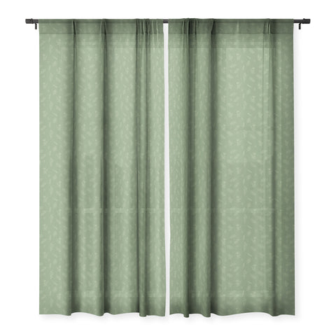 Cuss Yeah Designs Sage Floral Pattern 001 Sheer Window Curtain